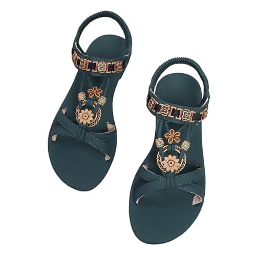 DFSDJEUW wide fit flip flops Womens Sandals Wide Fit Comfortable Slip on Wedge Shoes Casual Open Toe Orthopedic Slide Lightweight Summer Cushion Plantar Fasciitis platform sandals for women Green 6 — view 4