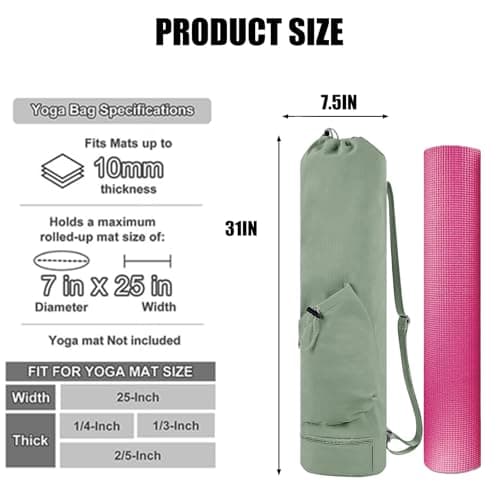 XdealCozyxc Portable Pilates Yoga Bags for Women with Adjustable Shoulder Strap, Size 7.5 Inches x 31 Inches — view 2
