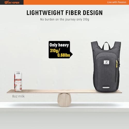 SKYSPER Small Daypack 15L Hiking Backpack Packable Lightweight Travel Compact Foldable Rucksack for Women Men(Black) — view 2