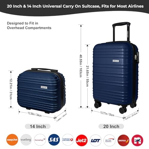 Luggage Depot 2 Piece Luggage Set for Carry On Travel, TSA Lock Navy Blue — view 2