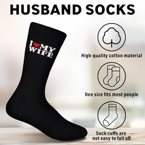 Gifts for Him Birthday Gifts for Men Husband Gifts - Funny Cotton Soft Socks And Double Sided Pocket Hug Token with Leather, Ideas Unique Christmas Wedding Anniversary Valentines New Year Present — view 5