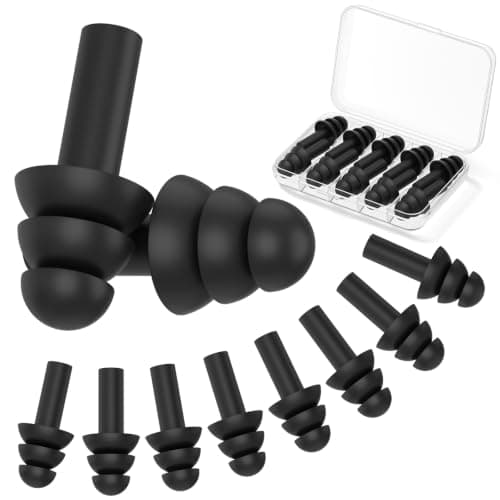 5 Pairs Earplugs for Sleeping Noise Cancelling, Reusable Ear Plugs– Super Soft, Silicone Ear Plug, for Sleeping, Swimming, Snoring, Concerts, Work, Noisy Places Black*5