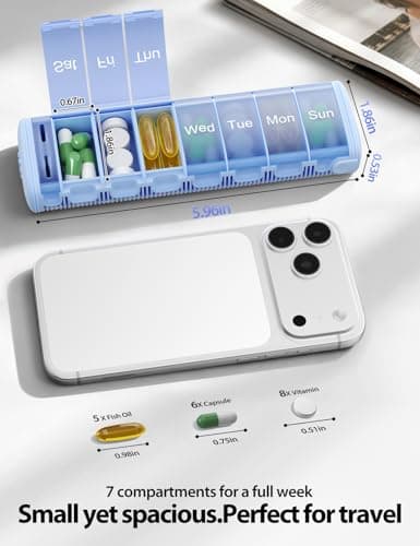 Vaydeer Slim 7 Day Pill Organiser, Once Daily, with Desiccant, Black — view 4