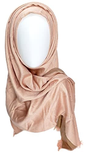 Gragengs Women's Sparkling Metallic Pashmina Shawls and Wraps Long Party Scarf Solid Color Two Tone,Rose Gold — view 5