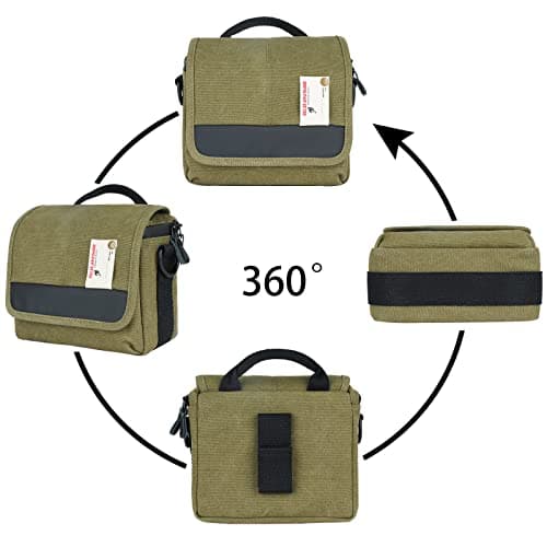 Besnfoto Camera Bag Small Mirrorless Camera Shoulder Bag Purse Waterproof Canvas Cute DSLR SLR Messenger Bag Case for Women and Men — view 5