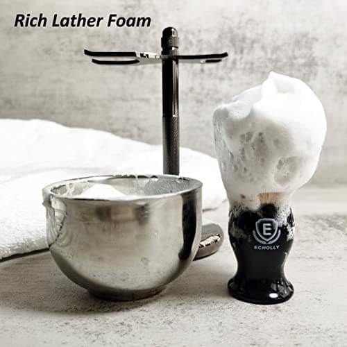 Luxury Mens Shaving Brush by Echolly-NO Shedding Bristle Shaving Brushes for Men-Vegan Lather Shave Brush-Luxury Fast Beard Brush-Perfect Gifts for Men,Boyfriends,Fathers — view 5