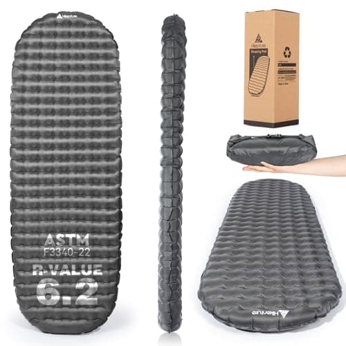HIKENTURE Sleeping Pad, 6.2 R-Value Inflatable Camping Mat with Pump Sack