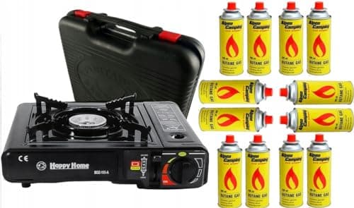 Butane Stove Portable Cooker in Carry Case 2 4 8 12 Gas Bottles Camping BBQ Kit Camping Stove with Automatic Ignition & Heat Control (Stove + 2 Butane Cans) — view 6