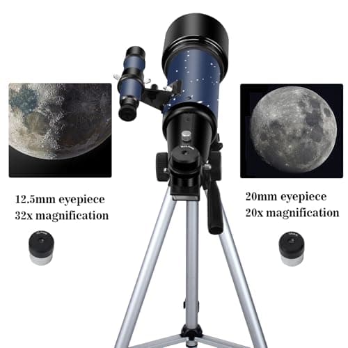 Telescope for Adults Beginners, 70mm Aperture 400mm AZ Mount Fully Multi-Coated Optics Refractor Portable Telescopes, Travel Telescope with Tripod and Phone Adapter-Blue — view 3