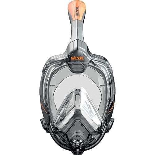 Seac Libera, New Generation Integrated Snorkeling Mask, Hypoallergenic Silicone, Quick Release, 4 Sizes, black/orange, S/M — view 2