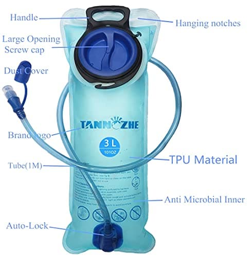 TANNOZHE Hydration Bladder 3 Litre Leak Proof Water Bladder,BPA Free Hydration Pack Replacement,Sports Travel Reservoir Hydration Bag Pack Hiking Outdoor-Blue — view 3
