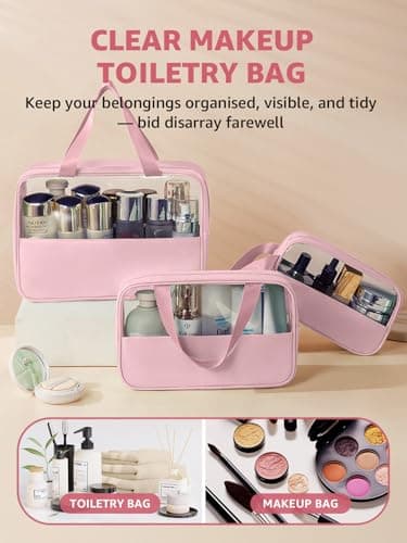 Laxee Clear Toiletry Bag 3 Pcs for Women Men, Large PVC Waterproof Wash Bag with Zip and Handle, TSA Approved Travel Toiletry Bags, Portable Cosmetic Bags Makeup Bag for Travel Business Holiday(Blue) — view 4