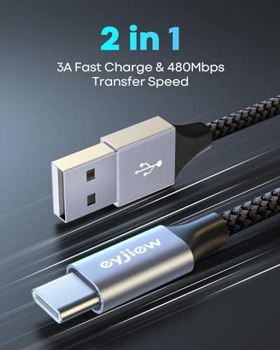 eyjiew USB C Charger Cable 0.5M 5Pack, 50CM Short USB to USB C Cable — view 4