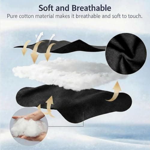 Sleep Mask with Ear Muffs - 2 in 1 Light Blocking Eye Mask and Ear Covers for Sleeping Travel Shift Work, Ultra Soft Cotton Blackout Blindfold with Adjustable Strap for Men Women (Black) — view 5