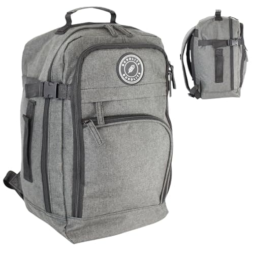 Bordlite Ryanair 40x20x25cm Underseat Cabin Backpack – Airline Approved Carry On Bag for Ryanair, EasyJet, Jet2 & More – Lightweight Travel Rucksack Fits Free Under Seat - GREY