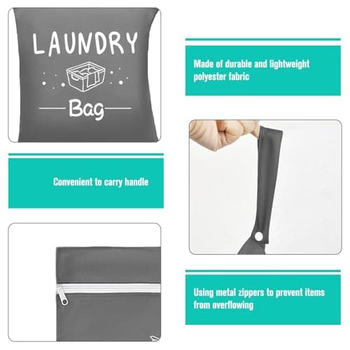 2Pcs Travel Laundry Bag, Small Laundry Wet Bag for Home and Travel (Green and grey) — view 4