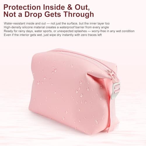 XWFB 6"x9.84" 4.5L Large Silicone Toiletry Bag, Waterproof Leakproof Foldable Travel Organizer, Dopp Kit for Men & Women, Pink — view 5