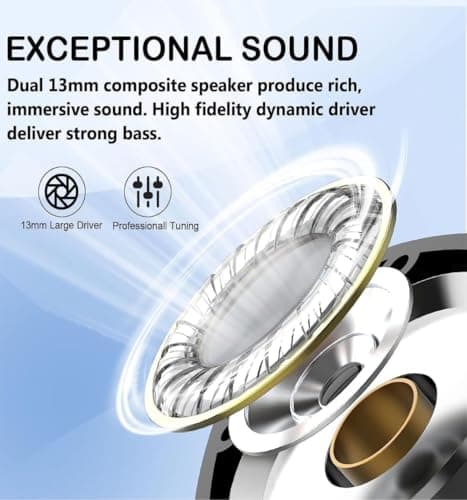 SAMSHOP Wireless Earbuds Bluetooth 5.3 Headphones NEW Wireless Headphones with 4 ENC Mic 56H Bluetooth Earphones in Ear Noise Cancelling Deep Bass Mini Ear Buds Bluetooth Earbuds IP7 Waterproof(Black) — view 3