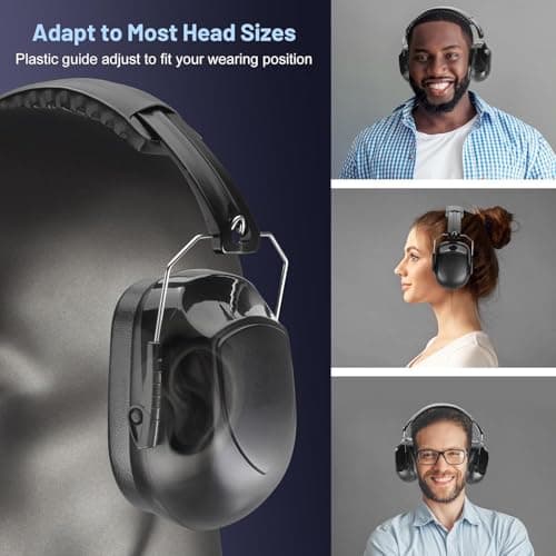 [2Packs] Ear Defenders Adults, SNR 34dB Adult Ear Defenders Noise Cancelling Headphones for Adults Hearing Protection Earmuffs, Sound Blocking Ear Muffs for Autism Shooting Construction Mowing — view 6