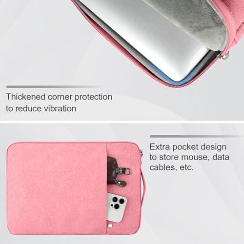 Flintronic Laptop Sleeve for 14 Inch, Water Resistant Laptop Sleeve, Portable Mens Lap-top Bag with Pockets and Compartments, Compatible with MacBook, Asus, Dell, HUAWEI 14 Inch Laptop(Pink) — view 4