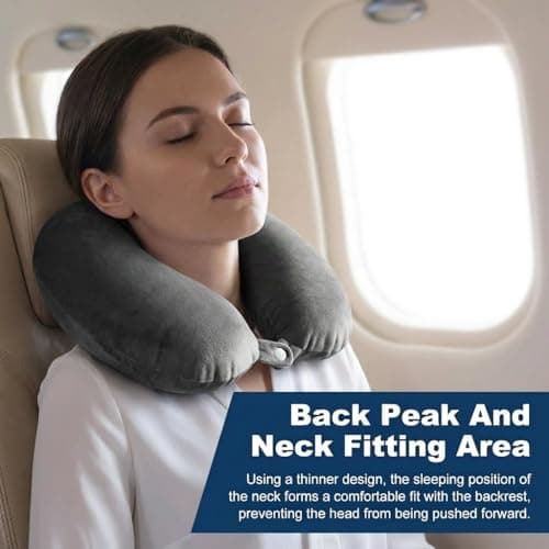 Boyfield Travel Pillow Memory Foam Neck Pillow for Travel, Travel Pillow for Airplane, Travel Neck Pillow Essentials, Grey, 29x29CM — view 6