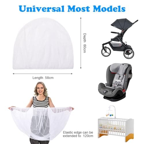 Vicloon Universal Baby Mosquito Net for Cot, Portable Pram Fly Insect Bug Net, Machine Washable Mesh Insect Protection Cover for Pushchair, Pram, Buggy and Carrycot (White) — view 2