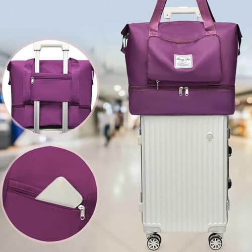 Travel Duffel Bags for Women Foldable Organizer Bag, Reinforced Handle — view 6