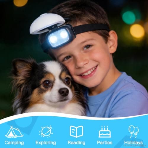 head torch rechargeable，kids head torch with Panda，Silicone LED Headlamp with 3 Lighting Modes & Flashing,USB Rechargeable head light for Cycling Running Camping for Kids ,Panda Gift for Girl and Boy — view 2