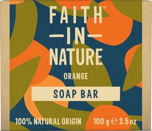 Faith In Nature Natural Orange Hand Soap Bar, Detoxifying, Vegan & Cruelty Free, No SLS or Parabens, 100g
