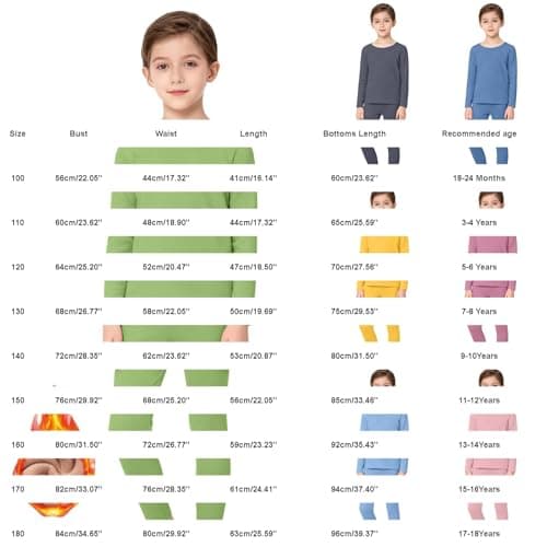 TYUSGH Kids Thermal Base Layer Set Boys Girls Thermal Long Sleeve Top & Tights Leggings Underwear Set 2 Piece Outfits Clothes (Yellow, 18-24 Months) — view 6