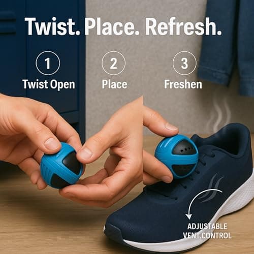 Odour Buster Shoe Deodoriser Balls - Odour Neutralising Shoe Freshener for Trainers, Sports Shoes, Bags & Lockers - Reusable Smell Remover (2 Pack) — view 5