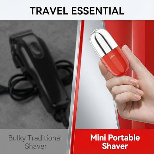 Mini Electric Shaver, Compact Electric Razor for Men Women, USB-C Rechargeable Mini Shaver, Waterproof Portable Shaver, Powerful Men's Shavers, Cordless for Travel Home Business Trip (Red) — view 5