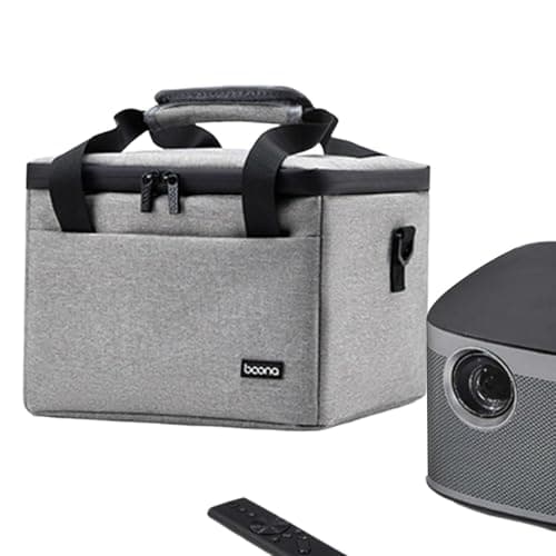 AsrMyjcx Projector Bag Hard Carrying Case Sturdy Portable Double Zipper with Handle Travel Carrying Case Home Theater Video Projector, Grey — view 5