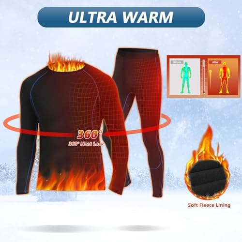 SIMIYA Thermal Underwear Mens, Quick Dry Base Layer for Men, Compression Mens Thermals Top and Bottoms, Winter Long Sleeve Long Johns for Workout Skiing Running Hiking — view 4