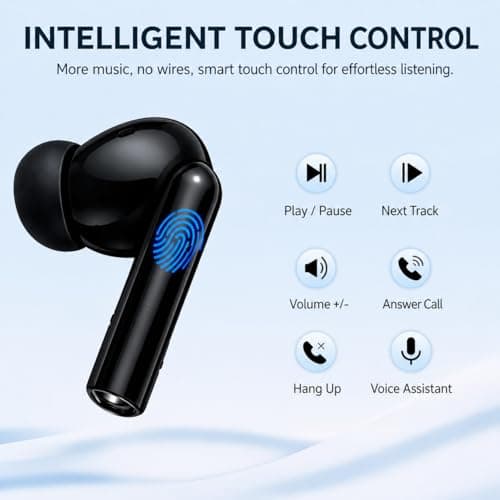 XuLinSe Wireless Earbuds Bluetooth 5.3 Headphones, In Ear Bluetooth Earphones with 4 Mics, IPX7 Waterproof Ear Buds, 10mm Drivers, Touch Control, Auto Pairing, HiFi Stereo Sound (Graphite) — view 4