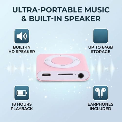 ASHATA Aluminum Alloy Portable Music Player with Speaker (Rose Gold) — view 5