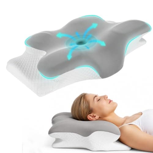 Memory Foam Pillow, Cervical Pillow, Neck Pillow, Ergonomic Pillow (Grey)