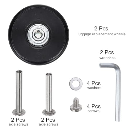 sourcing map Replacement Luggage Wheels 60x18mm Suitcase Wheel Repair Kits Include 2 PU Bearing Wheels & Washers, Wrenches & Axle Screw for Trolley Bag, Inline Skate and Caster Board — view 3