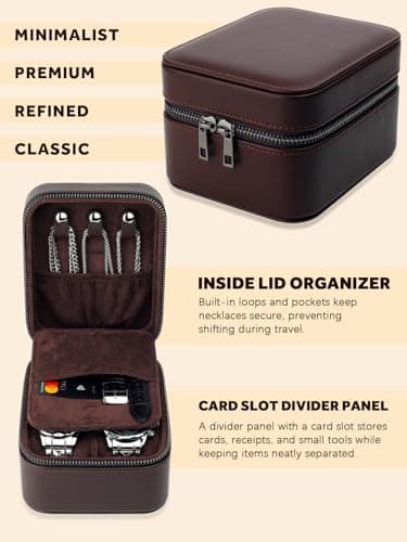 REVEMCN 2-Slot Small Travel Watch Box for Men, Watch & Jewellery Organiser — view 5