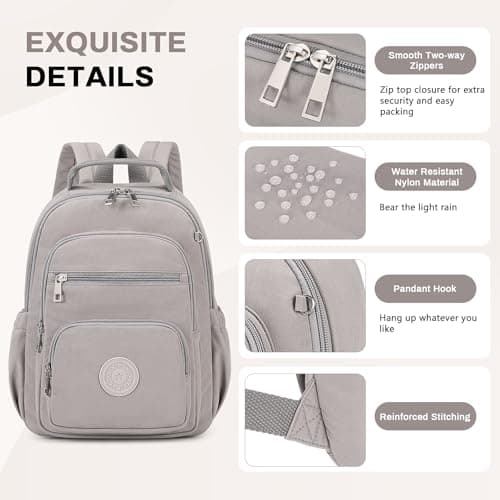 QIXIHU Mini Backpack for Women, Small Backpack for Ladies Bookbag Purse for Women with Handy Wallet and Luggage Strap, Grey — view 6
