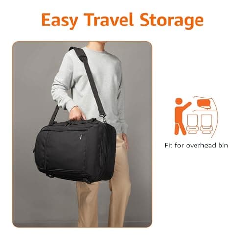 Amazon Basics 40L Travel Backpack, Cabin Hand Luggage (51x38x20cm), Padded Straps, 17" Laptop Compartment, Organized Pockets - Black — view 4