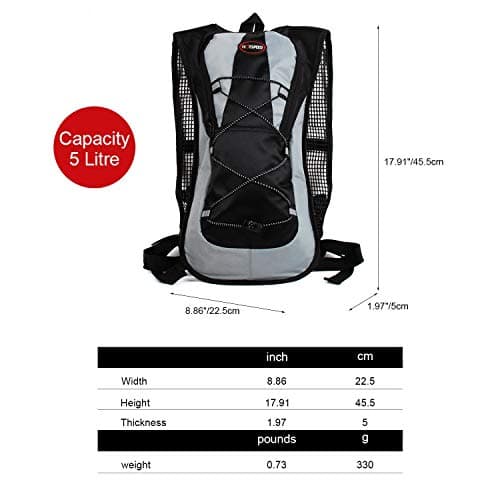 LanXin 5L Small Hiking Backpack Waterproof Tear-Resistant Hiking Daypack with Reflective Strip,Great for Hiking, Running, Cycling, Camping, Skiing, Outdoor Activities, Black (5L) — view 2
