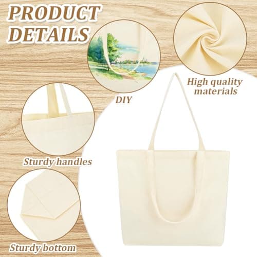 INTERWARM 16Pcs Canvas Tote Bags, Blank Cotton Grocery Shopping Totes — view 5