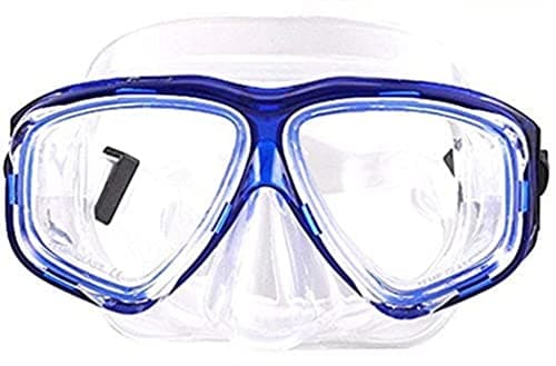 WOWDECOR Scuba Diving Mask Snorkel Mask, Panoramic View Anti-Fog Dive Mask Swim Goggles Snorkeling Gear for Adults Kids with Nose Cover (Blue, minus 6.0)