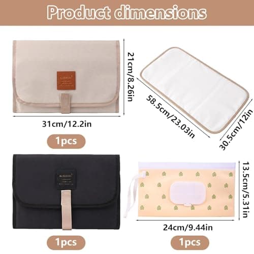 2 Pack Portable Changing Mats, Foldable Waterproof Travel Nappy Pads — view 2