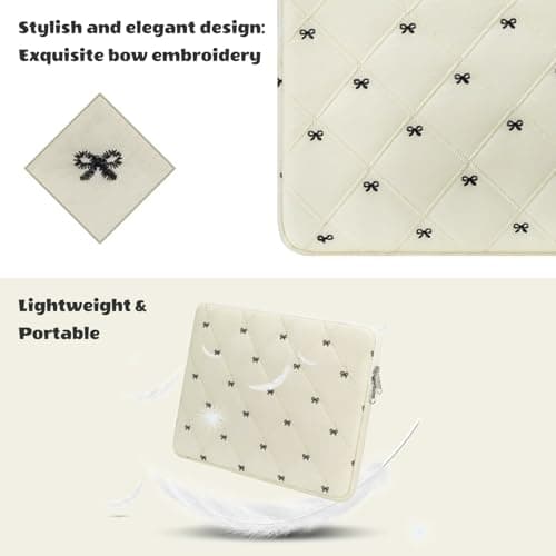 JoJoar 15-16 Inch Lightweight Bow Puffy Laptop Sleeve Case Laptop Bag Girl — view 2