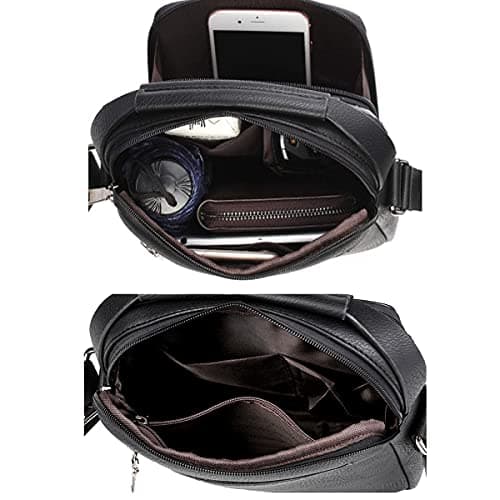 A-QMZL Mens Shoulder Bags Travel Shoulder Bag Messenger Bag Vintage PU Leather Shoulder Bag Waterproof Crossbody Handbag Satchel Sling Bags Suitable for Leisure, Festivals and Travel (black) — view 6
