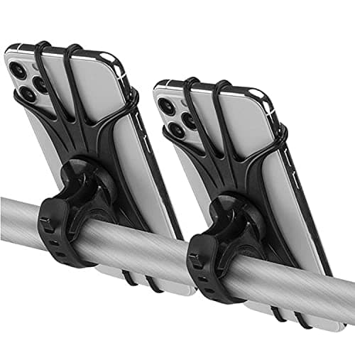 Kinizuxi Bike Phone Mount 2 Packs, Universal Handlebar Phone Holder, 360° Rotation Silicone Bicycle Mount Compatible With iPhone Samsung All Phones