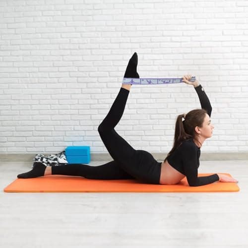 2pcs 12 Loop Fabric Resistance Bands for Women, Long Stretch Bands for Exercise, Pilates Bands Resistance for Legs, Elastic Fitness Band for Stretching, Yoga, Flexibility and Home Workout — view 3
