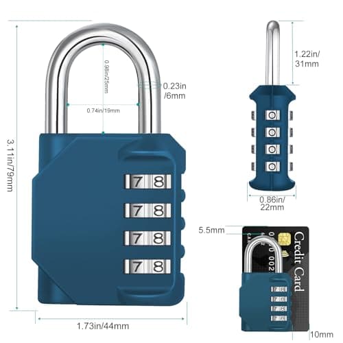 ZHEGE Combination Padlock for Locker, Code Padlock Outdoor (Peacock Blue) — view 4